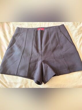 Guess High-Waist Black Pleated Front Shorts